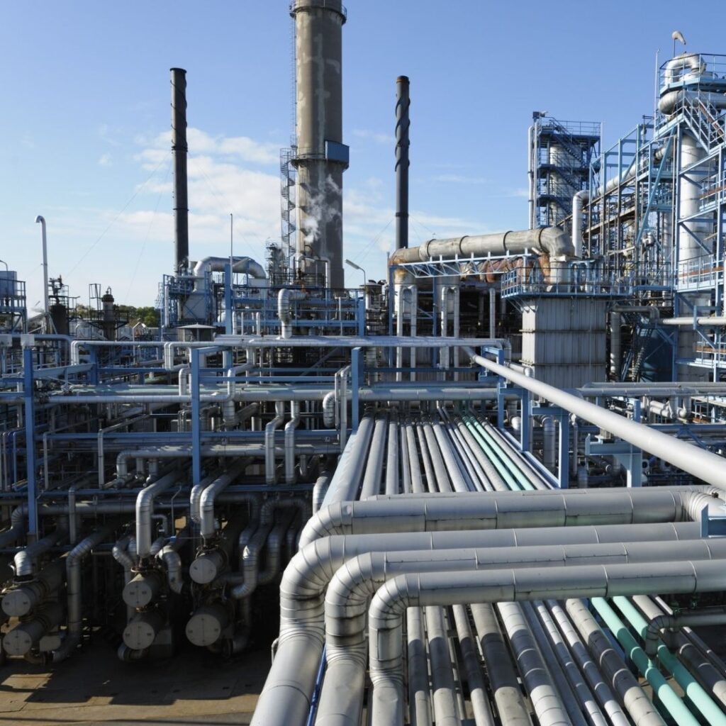 a large industrial oil processing plant